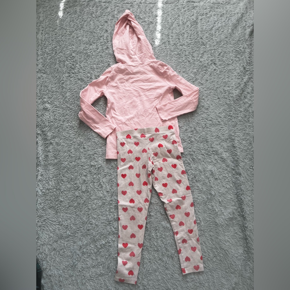 Carter's Girls Pink Hoodie Top with Heart Leggings Set - Picture 5 of 5